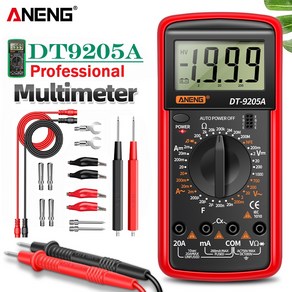 ANENG DT9205A 멀티미터 multimete teste 멀티테스터기 테스터기 전기 멀티 미터 디지털 AC/DC 트랜지스, DT9205A-1 oange po, 1개