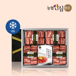 [농협안심한우] 1등급 한우 찜갈비 양념 선물세트 2호 3.2kg (800gx4팩+양념소스), 1세트