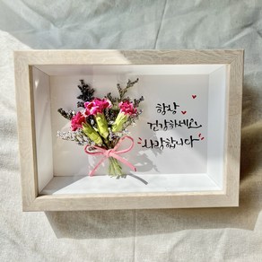 플라워드림 카네이션 드라이플라워 어버이날 액자 스승의날, 레드, 1개