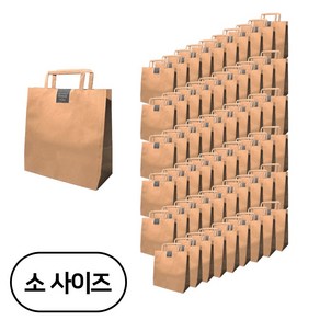 제로패키지 크라프트 무지 쇼핑백 소 60p + 감사 스티커 60p, 혼합색상, 1세트