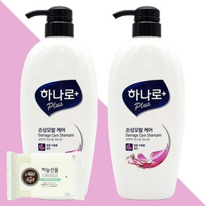 하나로플러스 손상모발 케어 샴푸 680ml 2개(+하늘선물 물티슈 10매), 01 하나로 손상모발케어 샴푸 680ml 2개