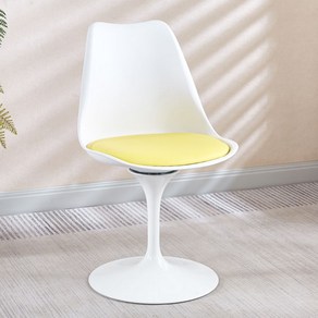 놀의자 knoll 놀체어 튤립암체어 암리스체어 사리넨 식탁의자 아크릴 고급형 2type, 화이트 쉘 옐로우 패드, 1개