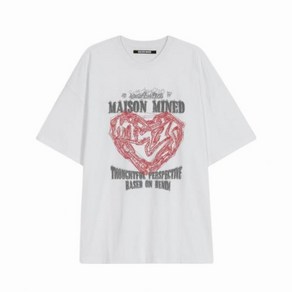 매장상품 MAISON MINED 메종미네드 반팔티 DOODLE HEART HALF T WHITE RED 312295