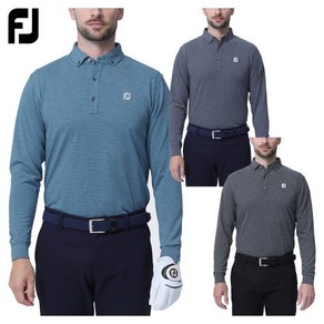 풋 조이 FOOTJOY 골프 웨어 남성 긴팔 셔츠 FJ-F23-S09 헤더 스트라이프 버튼 다운 가을 겨울 저희 가게 재고품