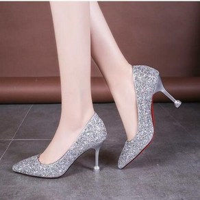 [Myshe]여성 스틸레토힐 반짝이 파티구두 Myshe qxz1201YCjt2, 240, 실버-8CM