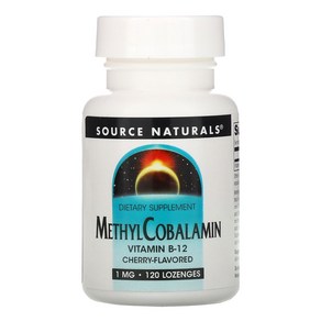 Souce Natuals 메틸코발라민 비타민B12 체리 1mg 사탕 정제 120정, 1개