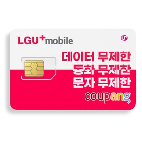 LG망 알뜰폰 유심 USIM 칩 자급제/무제한 데이터 알뜰폰요금제 (LG알뜰폰/LG유플러스망) 유심칩 LTE/5G 무약정 요금제, 1개