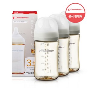 더블하트 모유실감 3세대 PPSU 모먼트 단품 240ml 오후의베이지 (M젖꼭지포함), 베이지, 3개