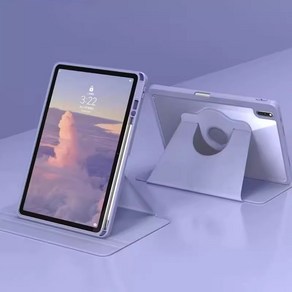 태블릿 케이스 회전 삼성 갤럭시 탭 S9 FE 플러스 S7 S8 12.4 A9 8.7 S6, Tab A9 8.7 2023, 1개, PuPle