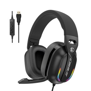 스피세프 USB 7.1 RGB ENS 노이즈캔슬링 컴퓨터 게이밍 마이크 헤드셋, 블랙
