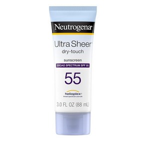 Neutogena 울트라 시어 드라이 터치 선스크린 로션 3 Fl oz 여행용 사이즈 SPF 55 UVA/UVB 차단 워터프루프 논코메도제닉 유분기 없음 라이트 251810, 1개