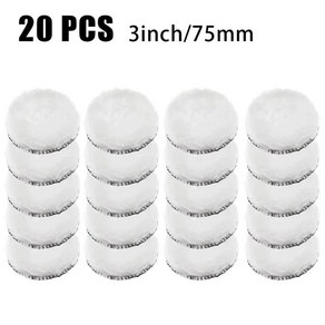 버퍼 플레이트 샌딩 왁싱 폴리싱 케어용 페인트 울 버핑 75mm 패드 보닛 자동차 20 인치, 20PCS