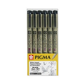 PIGMA 사쿠라 마이크론 블랙라벨볼펜 6p 세트