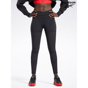 리복 Reebok 공용 블랙 카디비 메쉬 레깅스 레깅스 REPA1E111BK, Black/00S, 1개