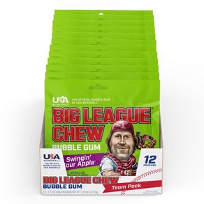 Big League Chew 껌 빅리그 츄 포도 버블껌 맛 + 게임 양허 피크닉 파티용 (12팩), 사과_2.12온스(12개 팩)