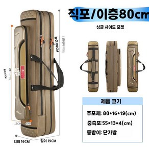 신제품 경량 낚싯대 가방 다기능 대용량 낚시 용품 수납 가방, 80CM 스트레이트 2중 숄더백