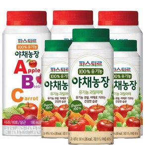 파스퇴르 유기농 야채농장 190mlx24팩(과일야채12팩+ABC12팩)/100%유기농과채주스, 1세트