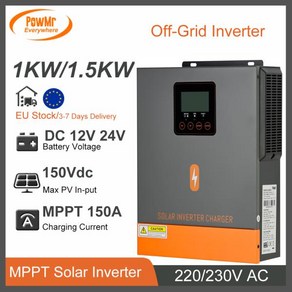 인버터 1KW 충전 ~ 230V 사인파 태양광 PowM PV 150Vdc 오프 12V DC 40A MPPT 1.5KW 하이브리드 24V AC 그리드 순수 Max, 1개