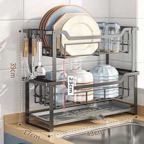 정싱 예쁜 주방 프리미엄 보강식기건조대 그릇정리대 싱크대 선반, 블랙