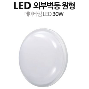 [데이타임]LED 옥외 직부벽등(원형) 30W 주광색 방수 IP65, 전구색, 1개