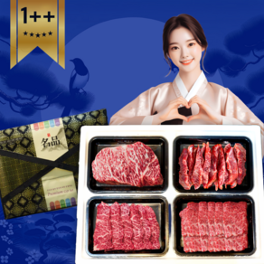 친정댁 투뿔 한우 선물세트 등심 갈비살 구이용 1++등급, 1세트, 1kg