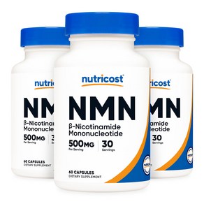 뉴트리코스트 NMN 500mg 60캡슐 2서빙 3병, 3개, 60정