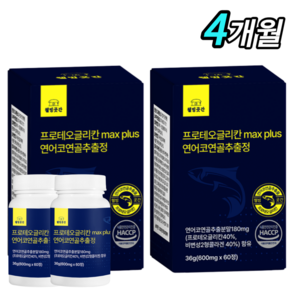 [최적배합] 프로테오글리칸 100% 연어코연골 추출물 HACCP 식약처 600mg 보스웰리아 우슬 상어연골 프리테오글리칸 웰빙곳간, 60정, 2개