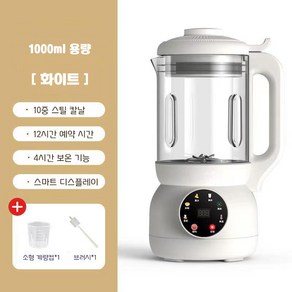 ELSECHO 저소음 자동세척 가정용 눌러붙지 않는 두유제조기 이유식 죽 제조기 두유기계, 하얀