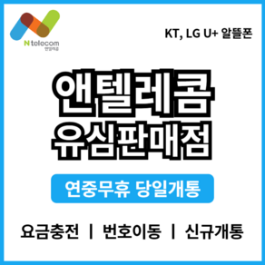 앤텔레콤 선불폰 후불폰 알뜰폰 kt lg 공식 정품 선불유심, 앤텔레콤 K망, 1개