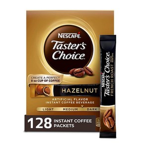 네스카페 테이스터스 초이스 인스턴트 헤이즐넛 128개 Nescafe Taste's Choice Instant Coffee Fench Roast 128ct, 3g, 16개입, 8개