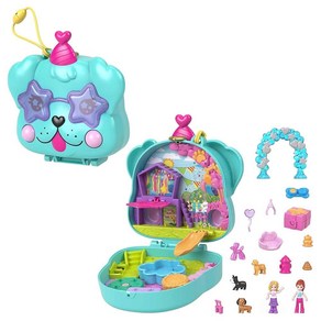 Polly Pocket 폴리포켓 컴팩트 플레이세트 강아지 생일 배쉬 마이크로 인형 2개 및 액세서리 포함 서프라이즈 공개 여행 장난감, Polly Pocket 폴리포켓 컴팩트 플레이세트, 강