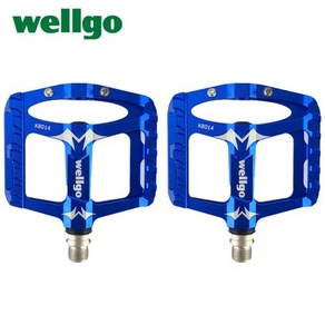 Wellgo 산악 자전거 페달 알루미늄 합금 CNC 베어링 붕소강 스핀들 9/16 인치 MTB 부품, [03] KB014 Blue, 1개