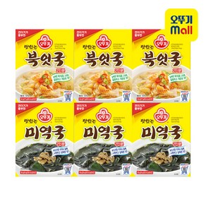 오뚜기 맛있는 즉석 미역국 18g x 3p + 맛있는 즉석 북어국 34g x 3p, 1세트