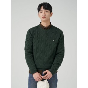 [빈폴] [빈폴] [Essential] 남녀공용 케이블 라운드 니트 그린 (BC3951E05M) (BC3951E05M)