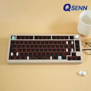 QSENN A75 풀알루미늄 가스켓 유무선 기계식 키보드 베어본 크림치즈, 제조사축, A75 베어본