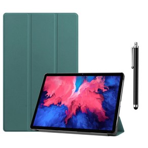 레노버 탭 P11 PRO 스마트 플립 커버 전용 케이스 + 터치펜 (TB-J706F J706L J706N), DARK GREEN, 1개