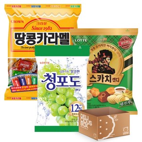 [냠냠상회] 크라운 땅콩카라멜 대+롯데 청포도 캔디 대+스카치캔디 대 3종구성 사무실 탕비실 간식 사탕 캔디