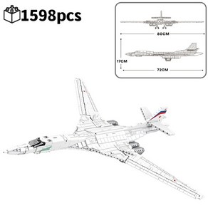 레고 블록 비행기 전투기 군사 기술 러시아 TU160 초음속 스텔스 전략 폭격기 빌딩 세계 대전 WW2 모델 브릭 어린이 장난감, [01] 1598pcs, 1개