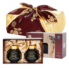 한삼수 무주 도라지 농축액 진액고 500g x 2p + 나무스푼 + 선물용 케이스 + 황금 보자기 세트, 2개