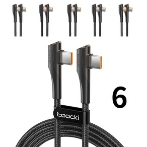 Toocki 90도 듀얼 ㄱ자형 USB-A/C to C타입 480Mbps 초고속 충전케이블, 6개, 2m, CtoC 100W