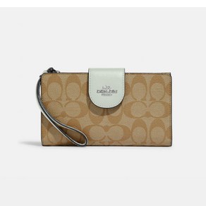[미국직배송] 코치 테크 장지갑 Tech Wallet In Coloblock Signatue Canvas Light Sage