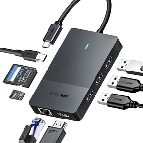 코드웨이 USB C타입 노트북 멀티허브, 그레이, 1개