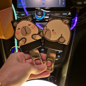 감성 카피바라 자동차 안전벨트 연장클립 세트 차량실내용품, 1개, 라지바라C세트