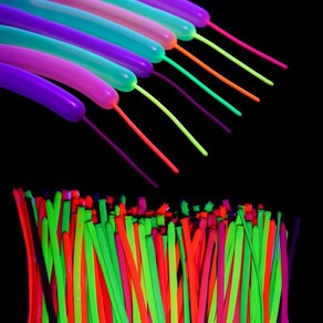긴 풍선 아트 마술 수업 공연 200개 네온 글로우 블랙라이트 반응성 형광 DY용 꼬임 동물 파티 생일 장식