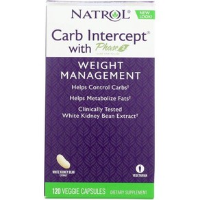 Natol Cab Intecept with Phase 2 Contolle 캡슐 흰콩 추출물 탄수화물 조절에 도움 지방대사에 임상시험 건강한 체중 증진 1 00, White kidney bean, 120 Count (Pack of 1), 1개, 120정