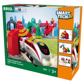 BRIO WORLD 33873 (브리오) 스마트 테크 액션 터널 여행 세트 [목제 레일 전동, 1개