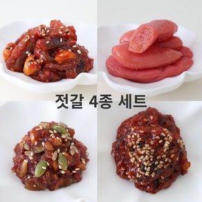 여우마을 4종 젓갈세트 (백명란 낙지젓 비빔낙지 비빔오징어), 1세트, 500g