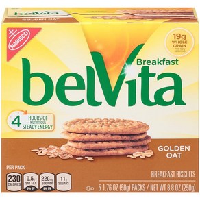 BelVita 아침 식사 비스킷 골든 오트 브렉퍼스트 249.5g(8.8oz), 1개, 250g