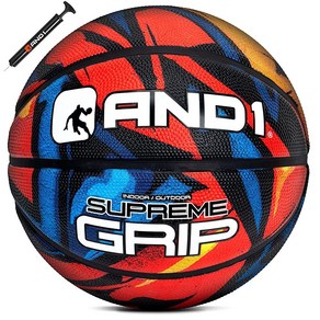 AND1 Supreme Grip 농구공: 공식 규정 사이즈 7 (74.9cm) 고무 - 딥 채널 구조 스트리트볼 실내 실외 농구 경기용