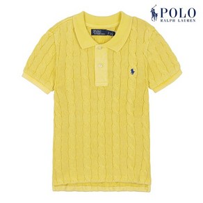 POLO RALPH LAUREN 폴로 랄프로렌 여성 케이블 반팔 카라넥 니트 옐로우